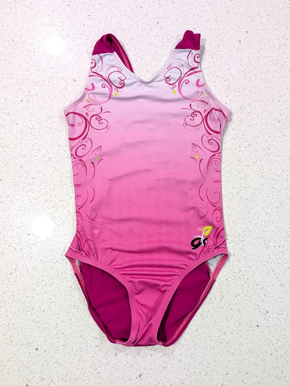 CANCER Awareness GK ELITE Gymnastics Dance Leotard CL Large 10yr PINK ULTRA SOFT